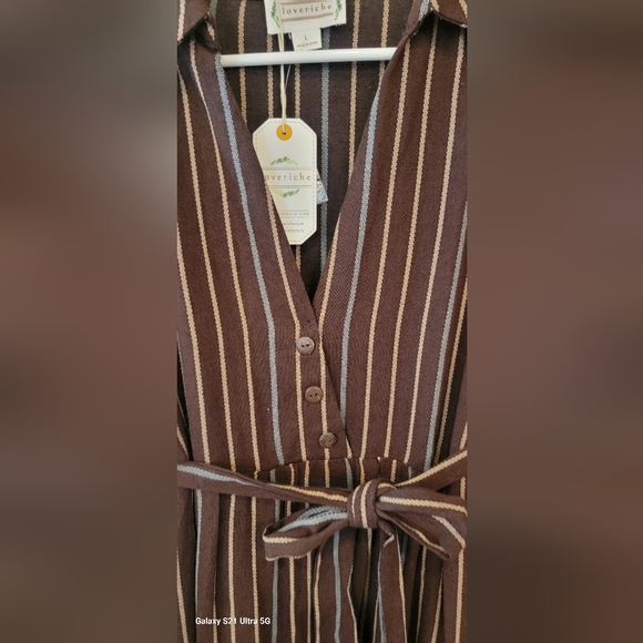 Loveriche NWT Brown Striped dress size e L - Picture 2 of 10